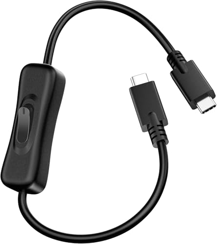 RIITOP Kurz USB C Ein-/Ausschalterkabel 10Gbps [1ft], USB 3.1 Type-C zu C-Kabel mit Schalter für Video/Daten/PD-Schnellladung 20V/3A von RIITOP