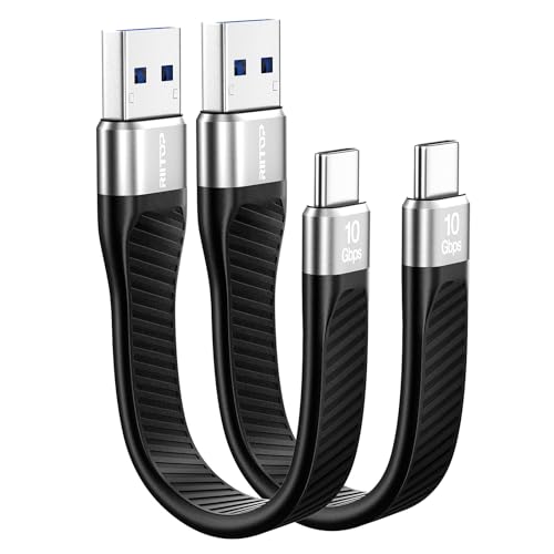 RIITOP USB C Kabel, [2er Set, 13cm] USB A auf USB C Ladekabel, USB A zu Typ-C Stecker Kabel Datenübertragung 10Gbps, QC 3.0 Schnellladung, Kompatibel mit iPhone 15 Pro /15Pro Max/Plus, Android Auto von RIITOP