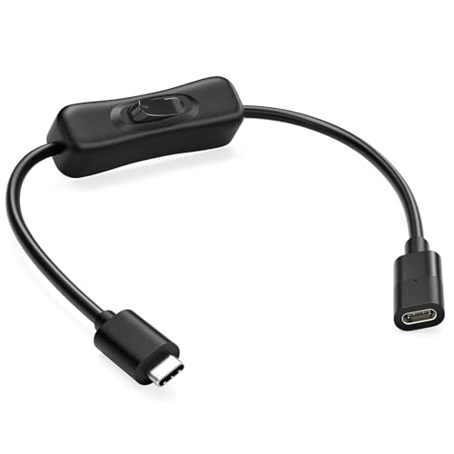 RIITOP USB Typ-C Verlängerungskabel mit Ein- und Ausschalter [1 Fuß], USB 3.1 Typ-C männlich zu weiblich Verlängerungskabel mit Ein- / Ausschalter Unterstützung Video/Daten/PD Laden von RIITOP