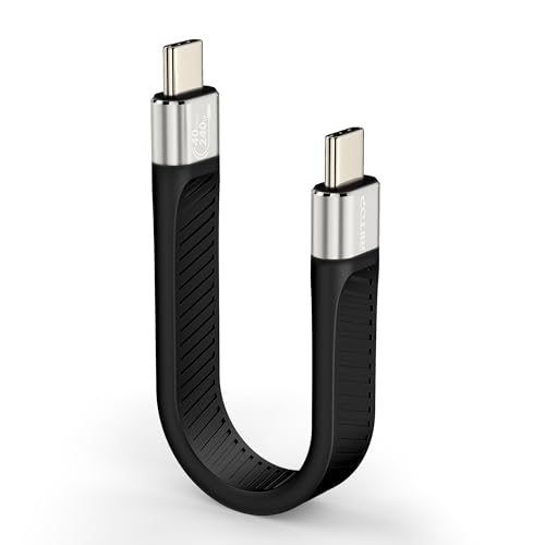 USB Typ C auf C Kurze Kabel 40Gbps, RIITOP USB 4.0 Flachkabel 240W PD Schnellladung, 8K@60Hz Audio Video für für Smartphone, externe SSD, eGPU,13 cm/5,1 in von RIITOP
