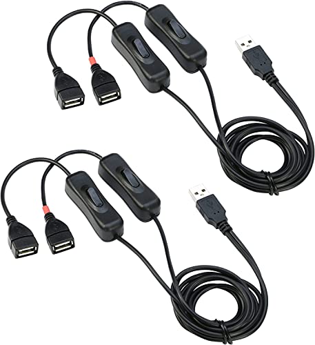 RIITOP USB-Switch-Kabel Splitter 1 auf 2 mit EIN/AUS-Taste 1M, USB-Verlängerungskabel Stecker auf Buchse, Eine unterstützt Data Sync und Power, Eine andere nur unterstützende Macht von RIITOP