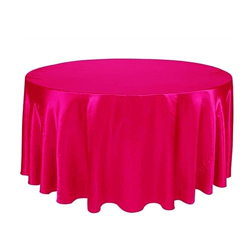 228 cm runde Satin-Tischdecke, Tischdecke, Tischdecke, Überzug für Geburtstag, Hochzeit, Bankett, Restaurant, Festival, Party, Versorgung, Rosarot, 228 cm rund, 90 Zoll von RIJPEX