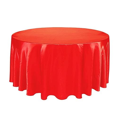 228 cm runde Satin-Tischdecke, Tischdecke, Tischdecke, Überzug für Geburtstag, Hochzeit, Bankett, Restaurant, Festival, Party, Versorgung, Rot, 145 cm rund, 57 Zoll von RIJPEX