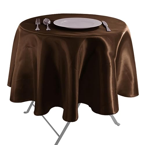 Runde Satin-Tischdecken, solide Tischdecke für Restaurant, Geburtstag, Hochzeit, Party, Hotel, runde Tischdecke, Heimdekoration, Kaffee, Durchmesser 145 cm von RIJPEX