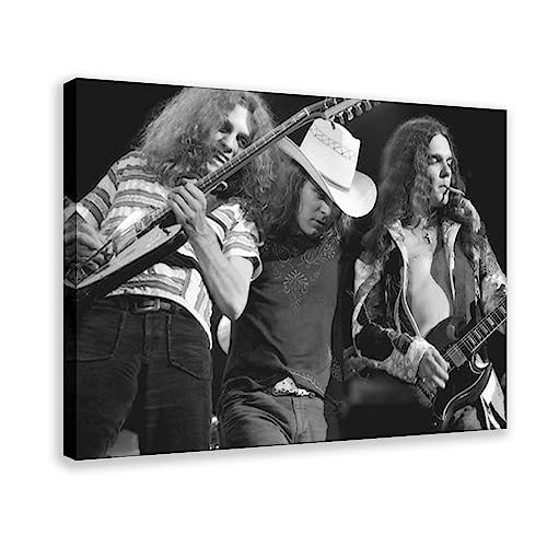 LYNYRD SKYNYRD Live 70er Jahre, Allen Collins, Ronnie Van Zant, Gary Rossington, Leinwand-Poster, Wandkunst, Dekordruck, Bild Gemälde für Wohnzimmer, Schlafzimmer, Dekoration, Rahmen-Stil, 40 x 60 cm von RIKCAT