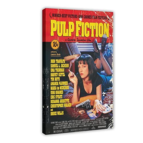 RIKCAT Filmposter "Pulp Fiction", Leinwand-Poster, Wandkunst, Dekordruck, Bild, Gemälde für Wohnzimmer, Schlafzimmer, Dekoration, Rahmenstil, 30 x 45 cm von RIKCAT