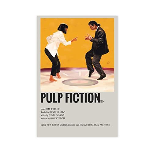 RIKCAT Filmposter Pulp Fiction auf Leinwand, Wandkunst, Dekor, Bild, Gemälde für Wohnzimmer, Schlafzimmer, Dekoration, ungerahmt, 60 x 90 cm von RIKCAT