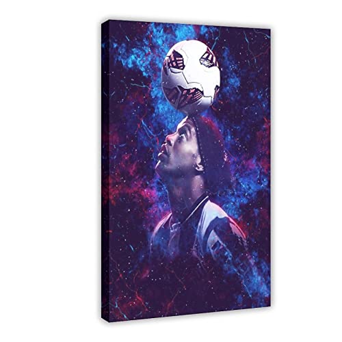 RIKCAT Fußballspieler Sportposter Ronaldinho Poster Leinwand Poster Schlafzimmer Dekor Sport Landschaft Büro Zimmer Dekor Geschenk Rahmenstil 20 x 30 cm von RIKCAT