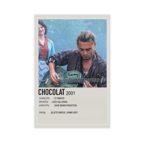 RIKCAT Klassisches Filmposter "Chocolat" auf Leinwand, Vintage-Stil, Wandkunst, Dekor, Bild, Gemälde für Wohnzimmer, Schlafzimmer, Dekoration, ungerahmt, 20 x 30 cm von RIKCAT