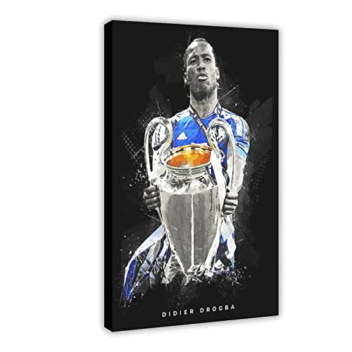 RIKCAT L Didier Drogba Fußball-Poster auf Leinwand, Schlafzimmer, Dekoration, Sport, Landschaft, Büro, Raumdekoration, Geschenk, Rahmen-Stil, 30 x 45 cm von RIKCAT