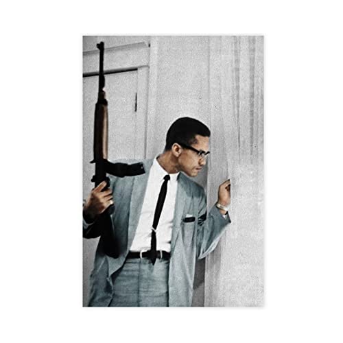 RIKCAT Malcolm X Gun Leinwand-Poster, Wandkunst, Dekor, Bild, Gemälde für Wohnzimmer, Schlafzimmer, Dekoration, ungerahmt, 30 x 45 cm von RIKCAT