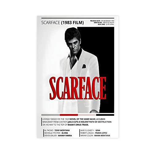 RIKCAT Pacino Scarface (1983) Poster, klassisches Poster, Leinwand, Schlafzimmer, Dekoration, Sport, Landschaft, Büro, Raumdekoration, Geschenk, ungerahmt, 30 x 45 cm von RIKCAT