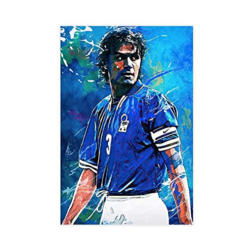 RIKCAT Paolo Maldini Poster auf Leinwand, Schlafzimmer, Dekoration, Sport, Landschaft, Büro, Raumdekoration, Geschenk, ungerahmt, 30 x 45 cm von RIKCAT