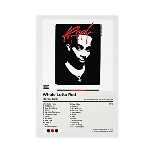 RIKCAT Playboi Carti Whole Lotta Red Album Cover Leinwand Poster Schlafzimmer Dekor Sport Landschaft Büro Zimmer Dekor Geschenk Unrahmen-Stil 20 x 30 cm von RIKCAT