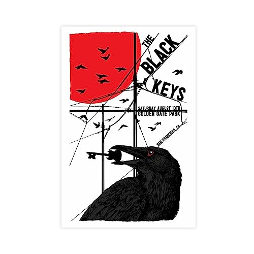 RIKCAT The Black Keys Crow Poster Leinwand Poster Wandkunst Dekor Druck Bild Gemälde für Wohnzimmer Schlafzimmer Dekoration ungerahmt 60 x 90 cm von RIKCAT