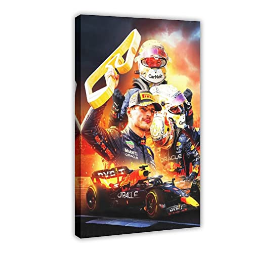 RIKCAT World Formula 1 Driver Max Verstappen Poster Leinwand Poster Wandkunst Dekor Druck Bild Gemälde für Wohnzimmer Schlafzimmer Dekoration Rahmenstil 40 x 60 cm von RIKCAT