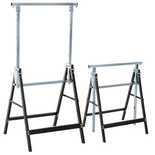 2 x Gerüstbock höhenverstellbar Unterstellbock Klappbock bis 200kg Stahl (Schwarz) von RILOOP