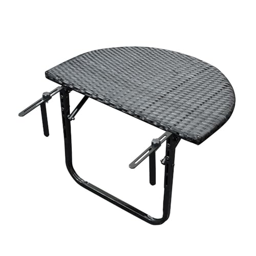 Balkonhängetisch Balkontisch Balkonklapptisch 60x40cm Rattan Polyrattan schwarz von RILOOP