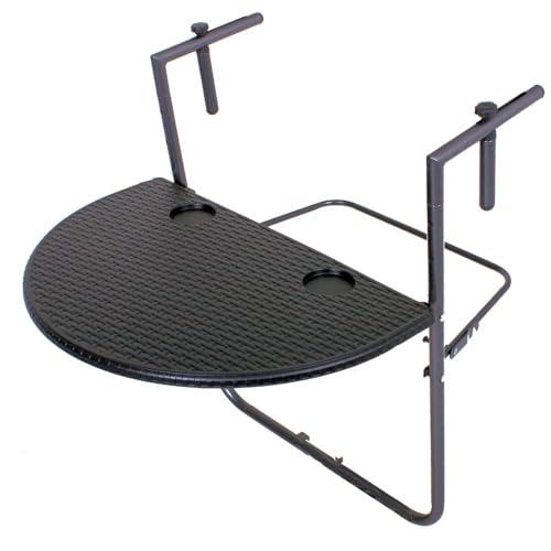 Balkontisch Rattan Optik - 60x43 cm - Klapp Balkon Hänge Tisch höhenverstellbar von RILOOP