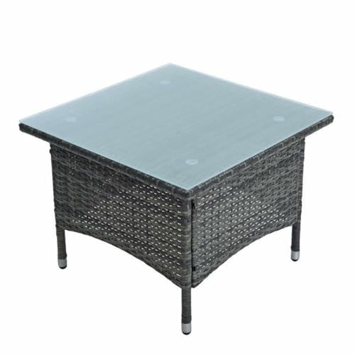 Beistelltisch Tisch Polyrattan Gartentisch Rattan Balkontisch Anthrazit-Grau von RILOOP