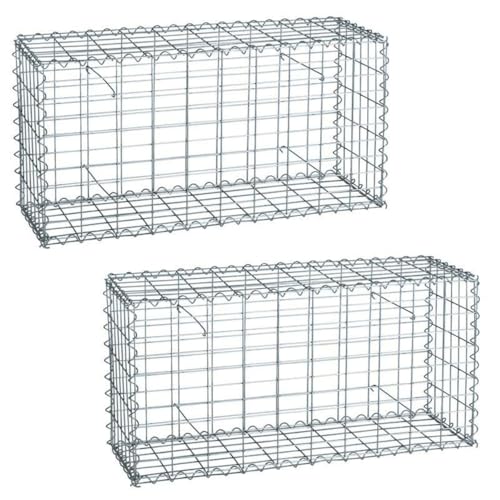 Gabione Steinkorb Steingabione 2 x 100x50x30 cm Drahtkorb Sichtschutz Zaun Mauer von RILOOP