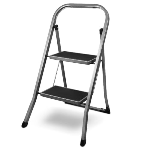 Klapptritt Leiter Tritthocker klappbar Trittleiter Klappleiter 2 oder 3 Stufen (anthrazit,2) von RILOOP