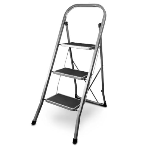 Klapptritt Leiter Tritthocker klappbar Trittleiter Klappleiter 2 oder 3 Stufen (anthrazit,3) von RILOOP