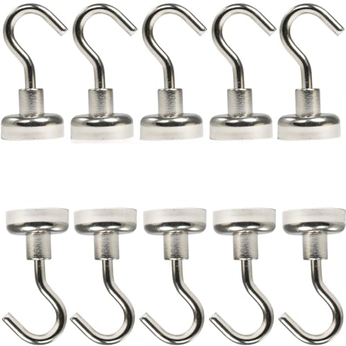RILOOP 10 Stück Magnethaken Topfmagnet mit Haken D 20 mm 12 Kg Neodym Magnet M4 Gewinde von RILOOP