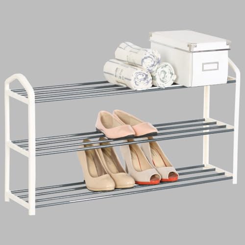 RILOOP 3 Ebene Schuhablage Schuhregal Ständer Ragal für 12 Paare aus Metallrohr (Creme) von RILOOP