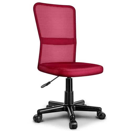 RILOOP Bürostuhl Chefsessel Drehstuhl Bürosessel Kinder Schreibtischstuhl Mesh Netz (Weinrot) von RILOOP