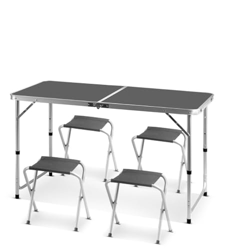 RILOOP Campingtisch mit 4 Hockern Aluminium Klapptisch Campingmöbel Set von RILOOP