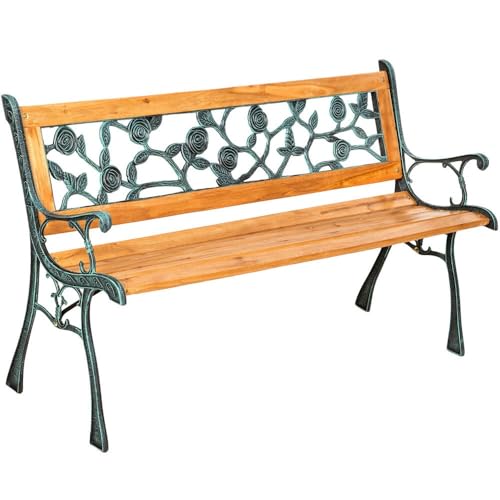 RILOOP Gartenbank Parkbank Sitzbank Gartenmöbel 2-Sitzer Holz Bank Gusseisen Rosen Neu von RILOOP