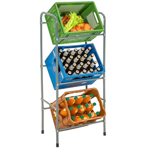 RILOOP Kistenregal für 3/6 Kästen Getränkekistenregal Kastenregal Kistenständer Regal (Für 3 Kisten | 401727) von RILOOP