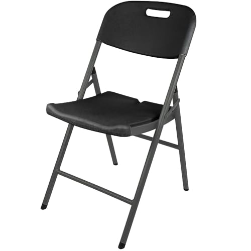 RILOOP Klappstuhl Gartenstuhl Haushaltsklappstuhl Besucherstuhl tragbar HDPE & Stahl (Schwarz,1) von RILOOP