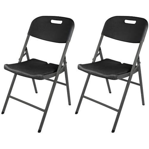 RILOOP Klappstuhl Gartenstuhl Haushaltsklappstuhl Besucherstuhl tragbar HDPE & Stahl (Schwarz,2) von RILOOP