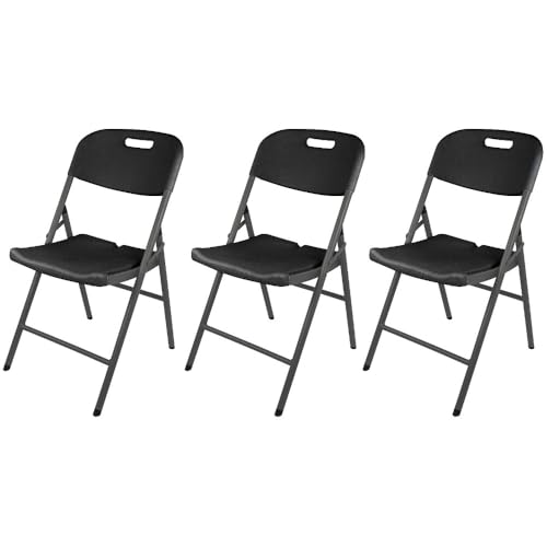 RILOOP Klappstuhl Gartenstuhl Haushaltsklappstuhl Besucherstuhl tragbar HDPE & Stahl (Schwarz,3) von RILOOP