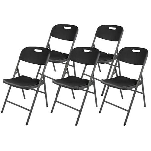 RILOOP Klappstuhl Gartenstuhl Haushaltsklappstuhl Besucherstuhl tragbar HDPE & Stahl (Schwarz,5) von RILOOP