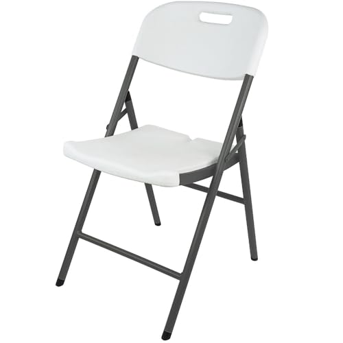 RILOOP Klappstuhl Gartenstuhl Haushaltsklappstuhl Besucherstuhl tragbar HDPE & Stahl (Weiß,6) von RILOOP