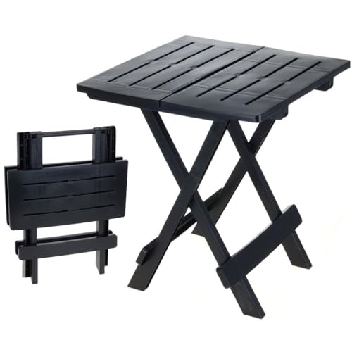 RILOOP Kunststoff Gartentisch klappbar - 45 x 43 cm Garten Beistelltisch klappbar - Campingtisch Teetisch Balkontisch Tisch klein - Kleiner Campingtisch (anthrazit) von RILOOP