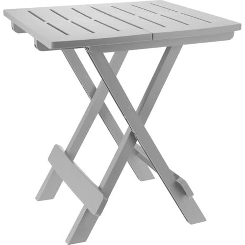 RILOOP Kunststoff Gartentisch klappbar - 45 x 43 cm Garten Beistelltisch klappbar - Campingtisch Teetisch Balkontisch Tisch klein - Kleiner Campingtisch (hellgrau) von RILOOP
