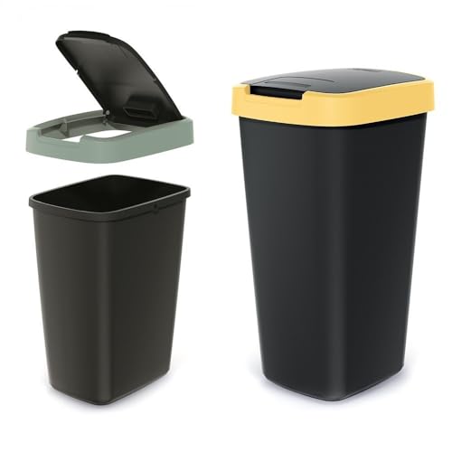 RILOOP Mülleimer Müllbehälter Abfalleimer Biomülleimer Papierkorb Schwingeimer 12L-45L (Gelb,45L) von RILOOP