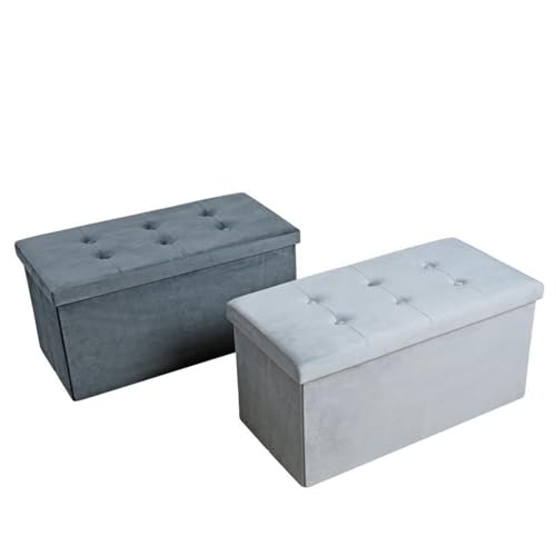 RILOOP Sitzhocker Sitzbank Aufbewahrungsbox Hocker Sitzwürfel Fußhocker Faltbar Truhe (2-Sitzer Bank (76 cm),Dunkelgrau) von RILOOP