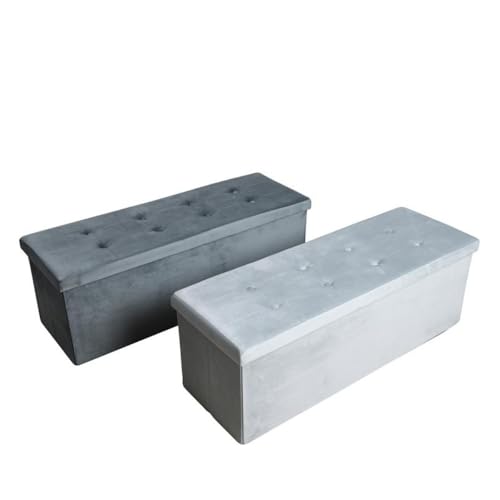 RILOOP Sitzhocker Sitzbank Aufbewahrungsbox Hocker Sitzwürfel Fußhocker Faltbar Truhe (3-Sitzer Bank (110 cm),Dunkelgrau) von RILOOP