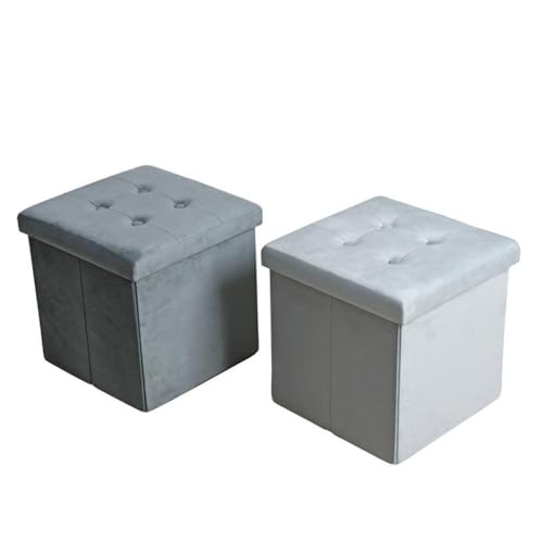 RILOOP Sitzhocker Sitzbank Aufbewahrungsbox Hocker Sitzwürfel Fußhocker Faltbar Truhe (Hocker (38 cm),Dunkelgrau) von RILOOP