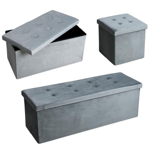 RILOOP Sitzhocker Sitzbank Aufbewahrungsbox Hocker Sitzwürfel Fußhocker Faltbar Truhe (Hocker (38 cm),Hellgrau) von RILOOP