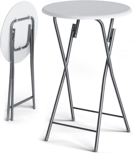 RILOOP Stehtisch Bistrotisch Partytisch klappbar 110cm Holz Rund Weiß Garten von RILOOP