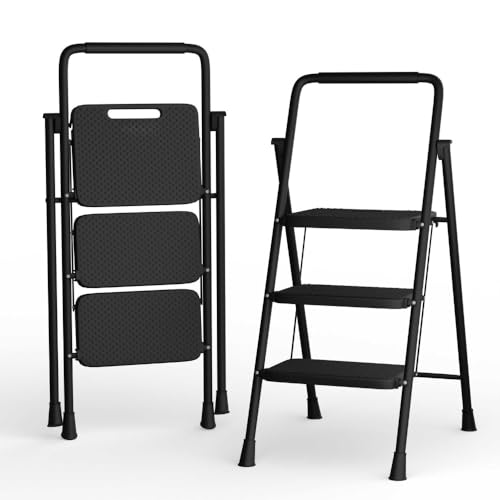 TrittLeiter 3-Stufen klappbar Trittleiter mit Breitem Anti-Rutsch-Pedal Tritt-Leiter TrittLeiter 3-Stufen klappbar Trittleiter mit Breitem Anti-Rutsch-Pedal Tritt-Leiter von RILOOP