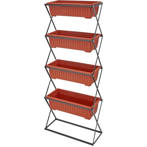 Vertikalbeet Hochbeet 4 Pflanzkästen Kräuter Gemüse Blumen Beet 52 x 21 x 127 cm von RILOOP