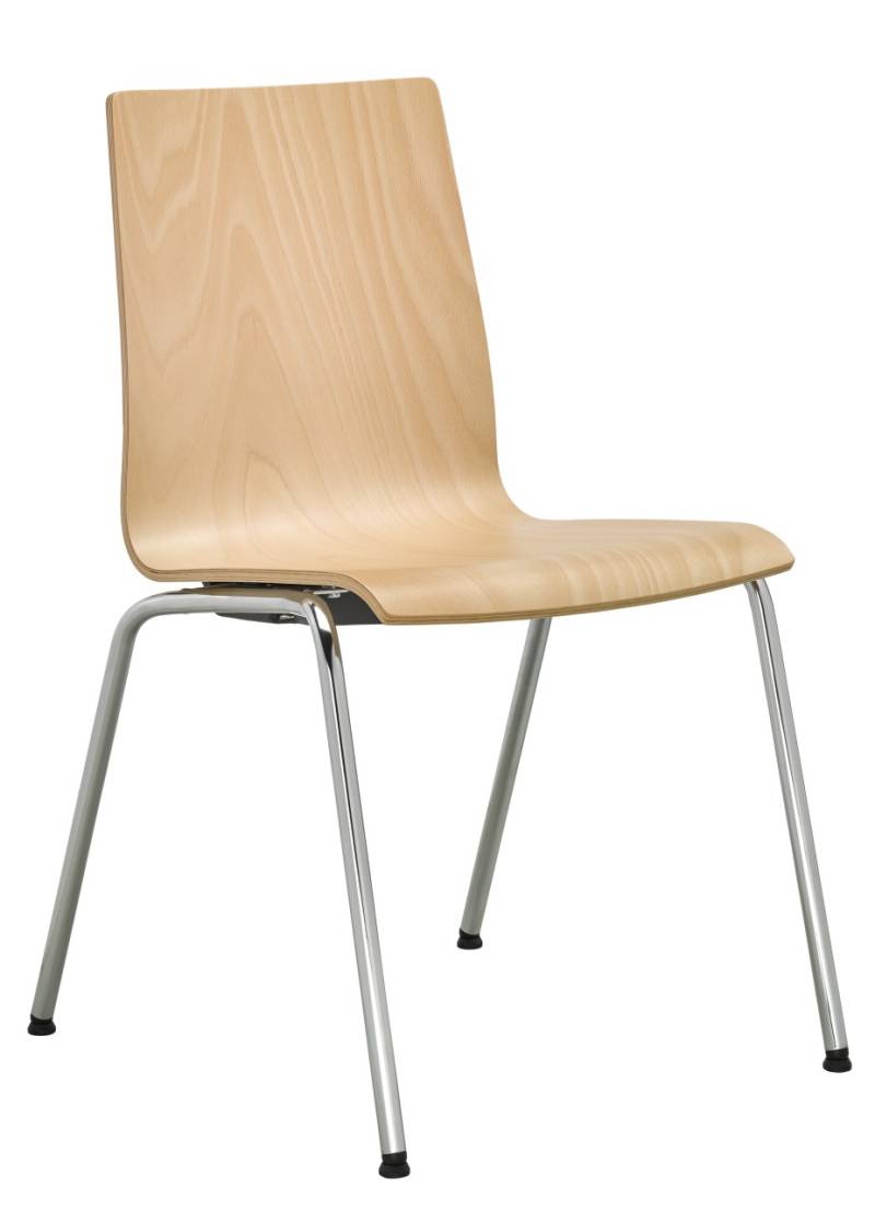 RIM Sitty Stapelbarer Vierfuß-Konferenzstuhl aus Holz mit optionaler Polsterung von RIM