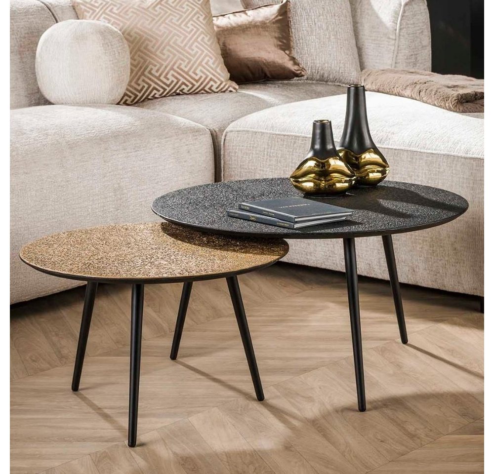 RINGO-Living Beistelltisch Couchtisch Xezal in Bronze-antik und Gold aus Holz 2er-Set 400mm, Möbel von RINGO-Living